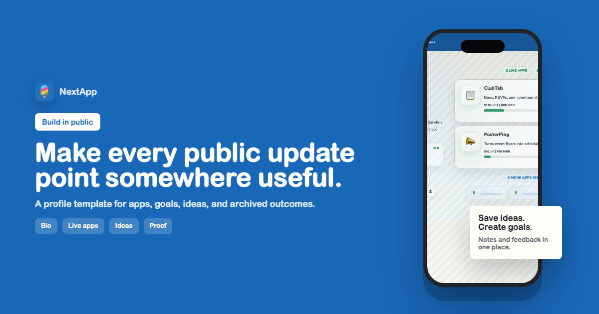 Build-in-Public Profile Template for Indie Makers